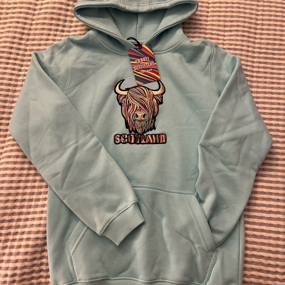 Kids Light Blue Hoodie with Bull Design